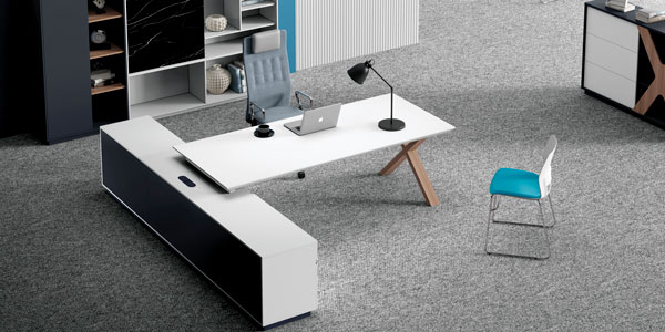 福瑪仕辦公家具|簡格系列現(xiàn)代板式班臺書柜組合展廳實(shí)景展示